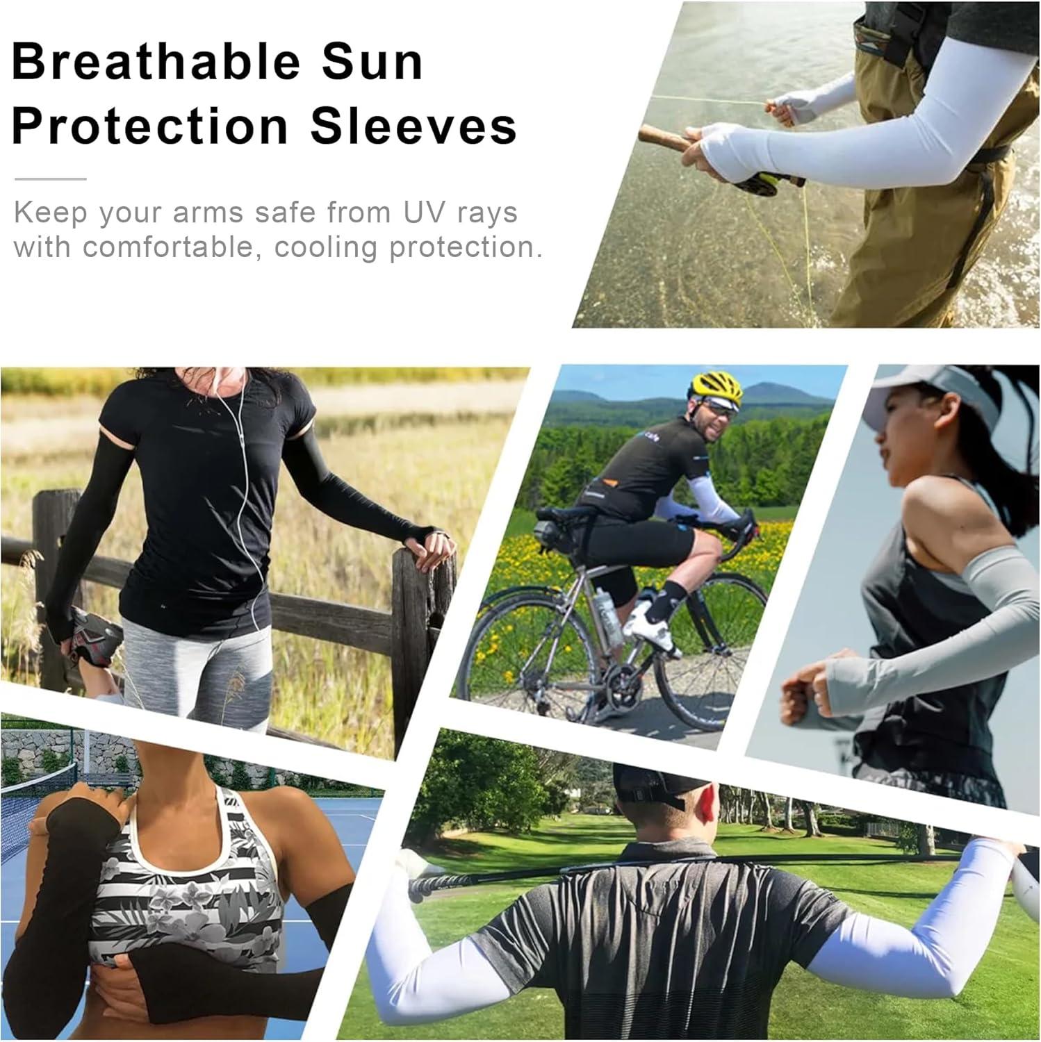 imageStelle Arm Sleeves UV Sun Protection Compression Cooling Sleeves UPF 50 for Women Men SportWorkingTattoo Cover up4 Pairs2 Black2white