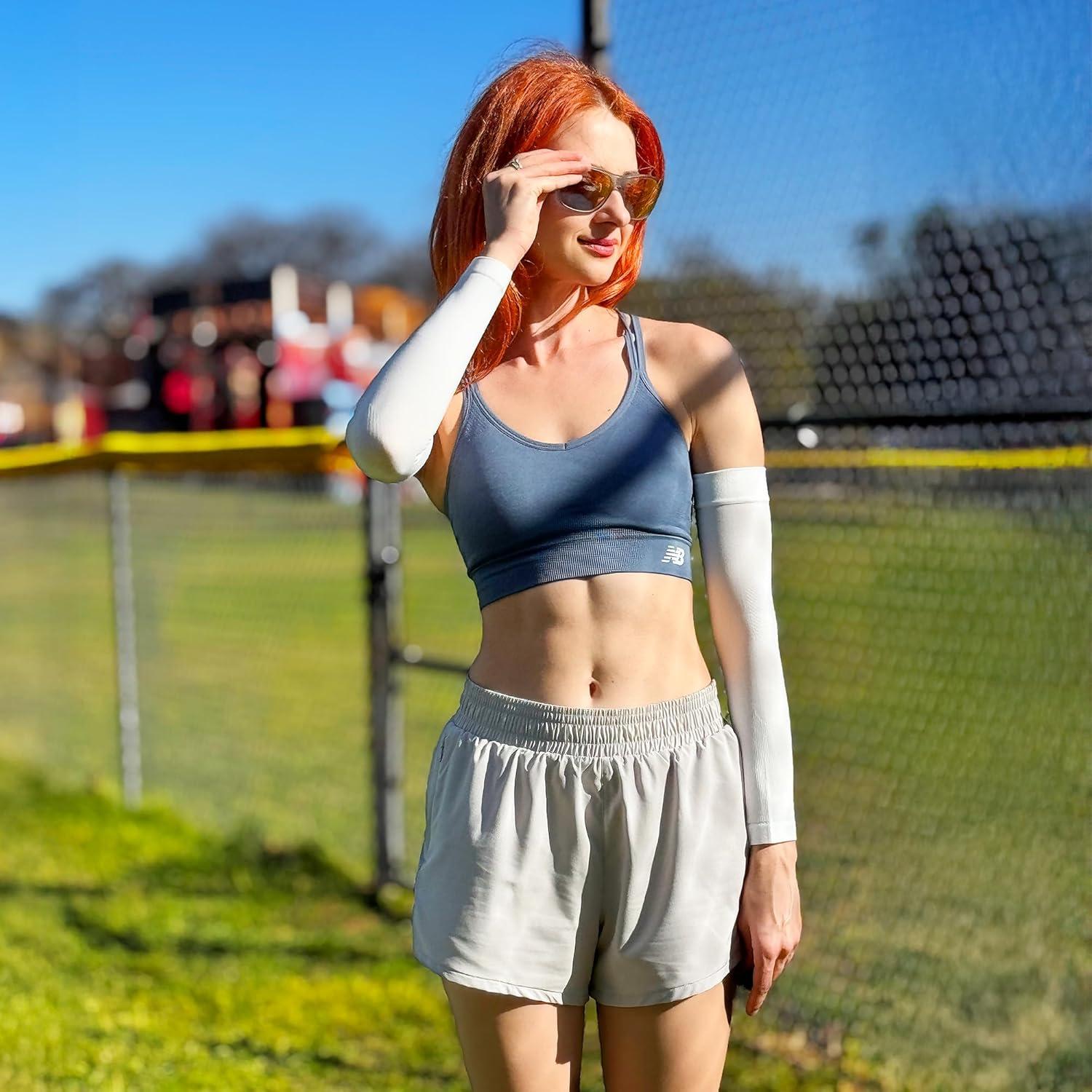 imageStelle Arm Sleeves UV Sun Protection Compression Cooling Sleeves UPF 50 for Women Men SportWorkingTattoo Cover up4 Pairs2 Black2white