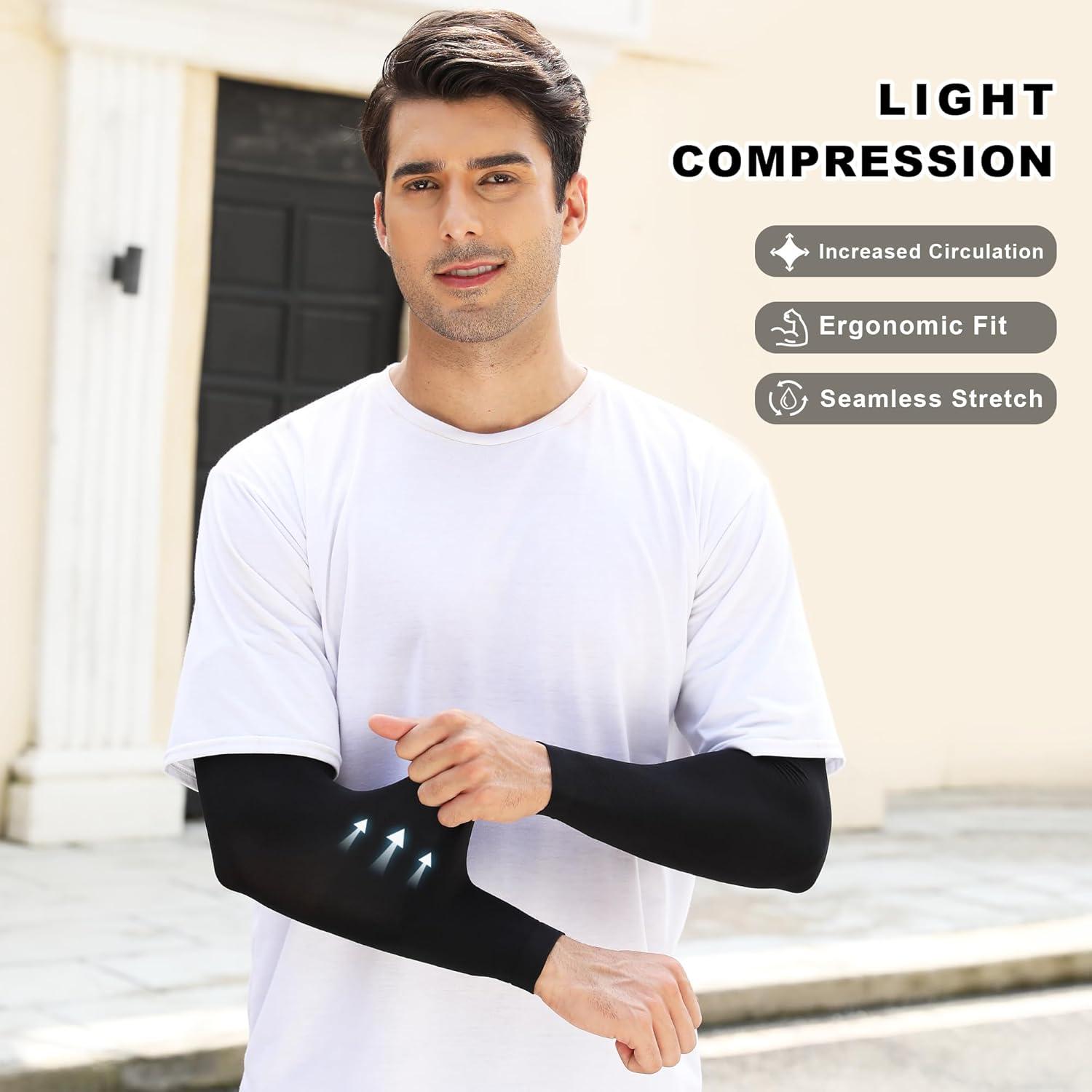 imageStelle Arm Sleeves UV Sun Protection Compression Cooling Sleeves UPF 50 for Women Men SportWorkingTattoo Cover up4 Pairs2 Blackwhitegrey