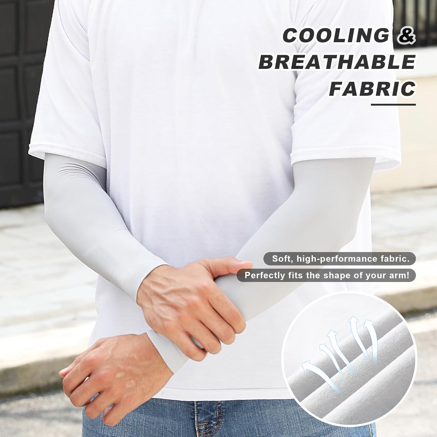 imageStelle Arm Sleeves UV Sun Protection Compression Cooling Sleeves UPF 50 for Women Men SportWorkingTattoo Cover up4 Pairs4 White