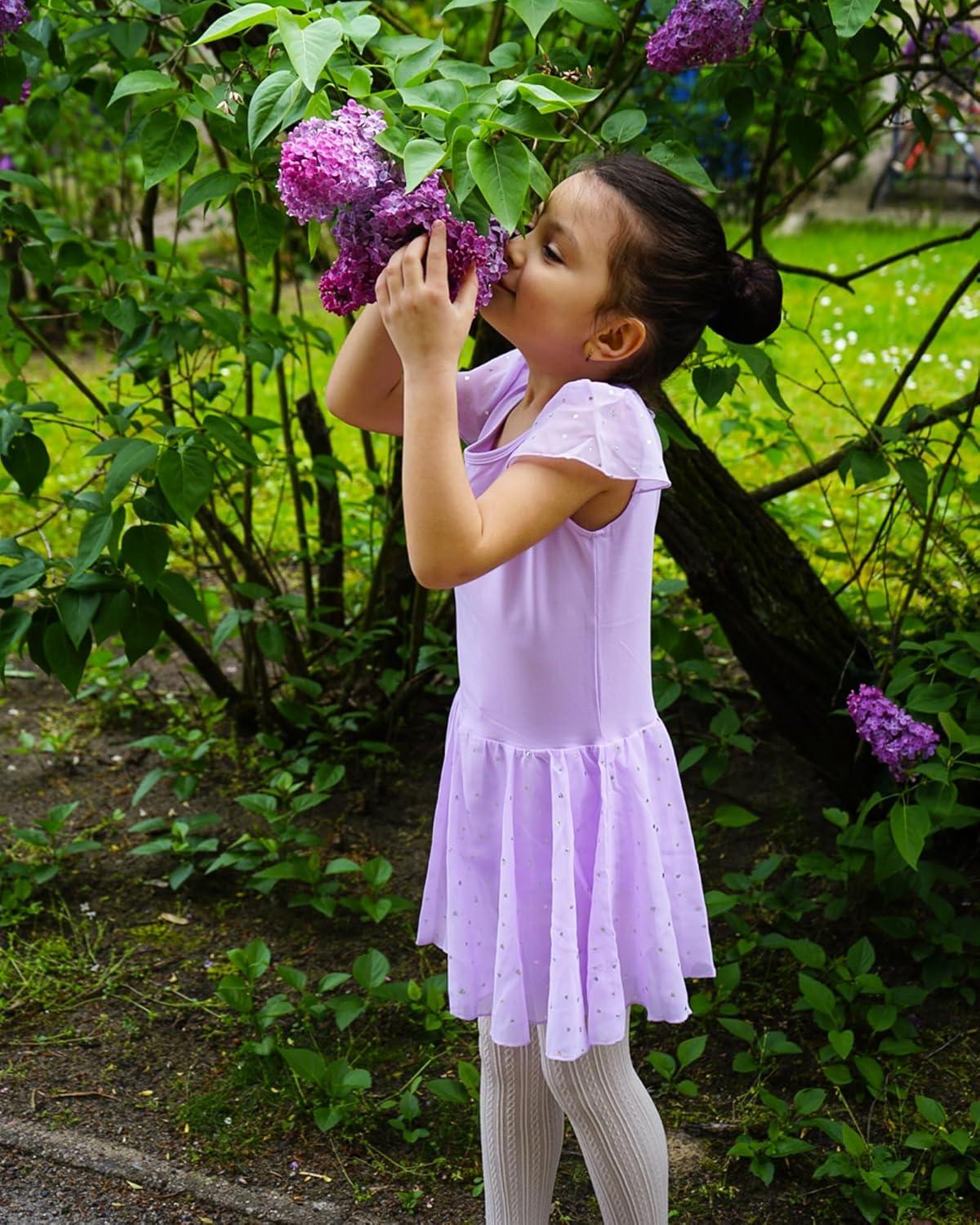 imageStelle Ballet Leotards for Girls Dance Leotard with Skirt Toddler Pink Ballet Outfit Ruffle Sleeve Kids Dance Dress1purpleshiny Skirt