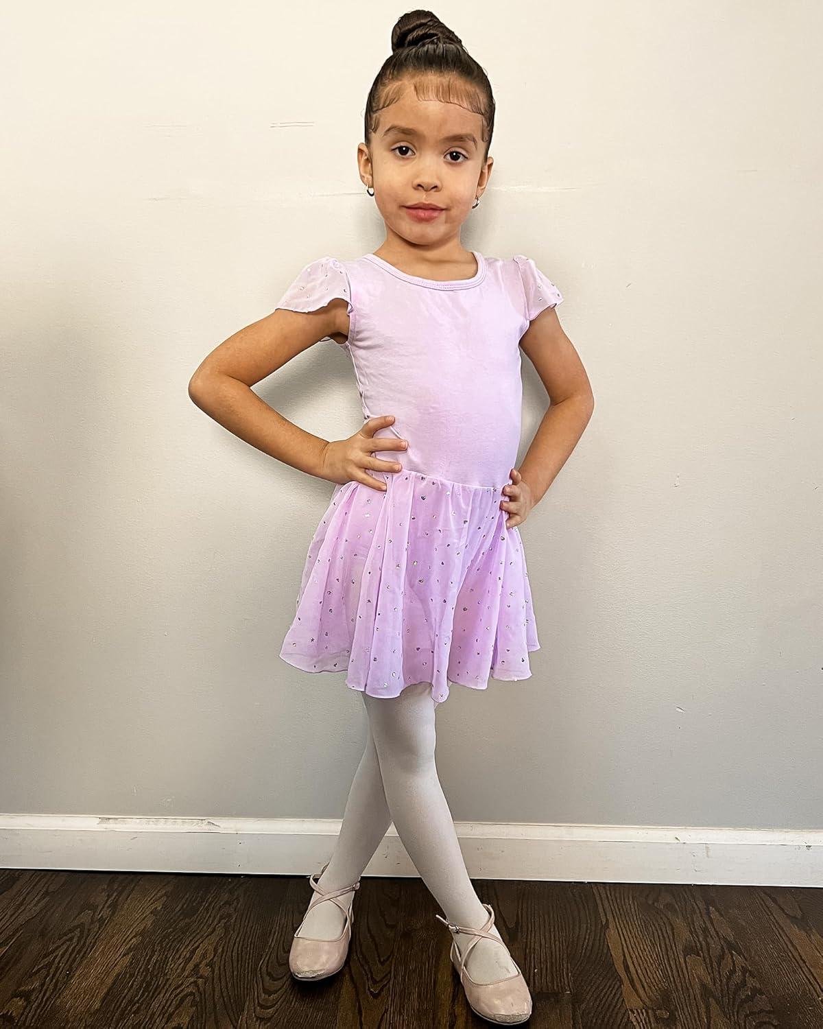 imageStelle Ballet Leotards for Girls Dance Leotard with Skirt Toddler Pink Ballet Outfit Ruffle Sleeve Kids Dance Dress1purpleshiny Skirt