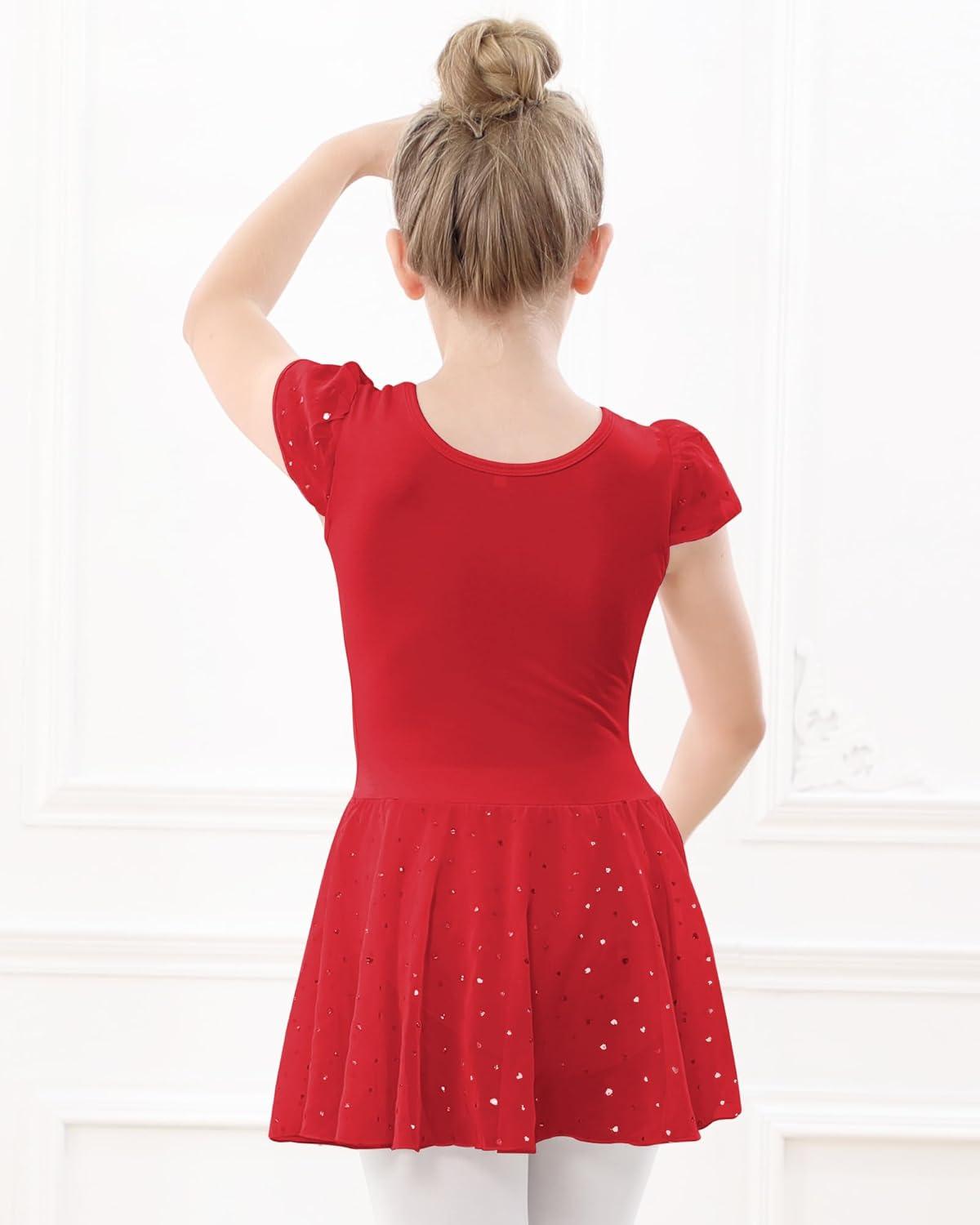 imageStelle Ballet Leotards for Girls Dance Leotard with Skirt Toddler Pink Ballet Outfit Ruffle Sleeve Kids Dance Dress1redshiny Skirt