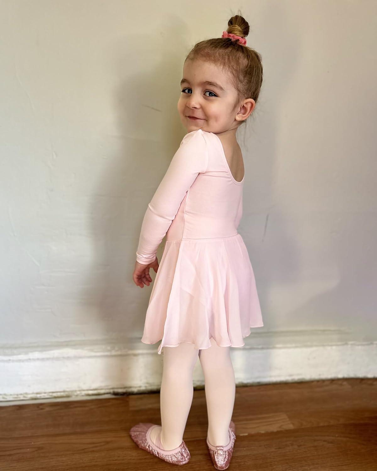 imageStelle Ballet Leotards for Girls Long Sleeve Toddler Dance Leotard Outfits with Skirt ClassicLittleBig KidBallet Pink