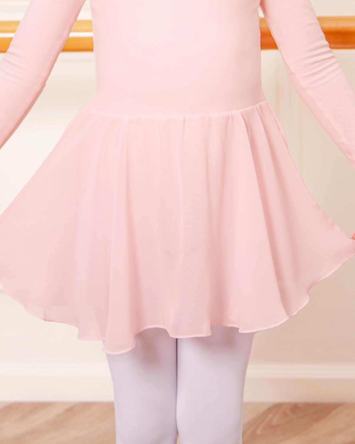 imageStelle Ballet Leotards for Girls Long Sleeve Toddler Dance Leotard Outfits with Skirt ClassicLittleBig KidBallet Pink