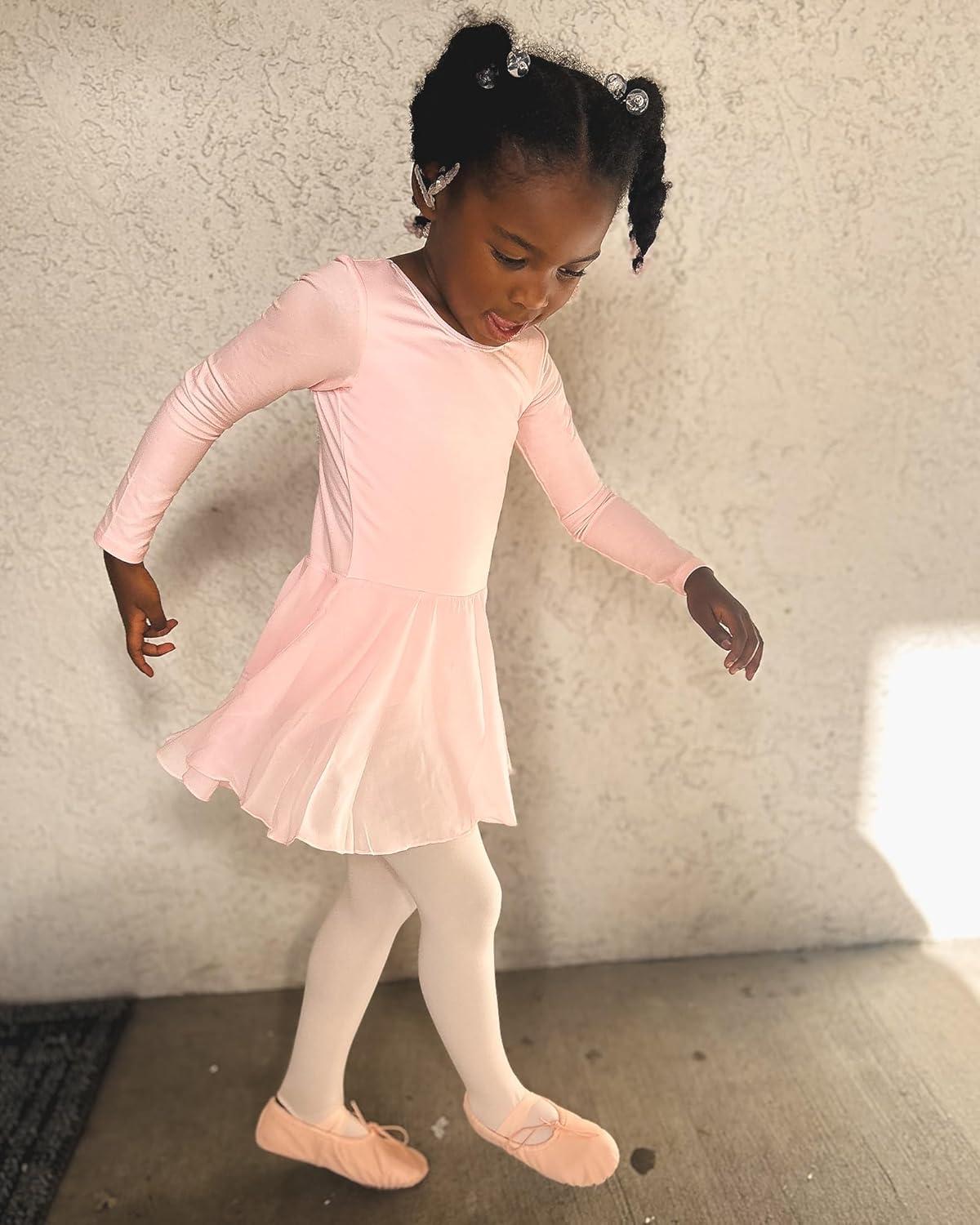imageStelle Ballet Leotards for Girls Long Sleeve Toddler Dance Leotard Outfits with Skirt ClassicLittleBig KidBallet Pink