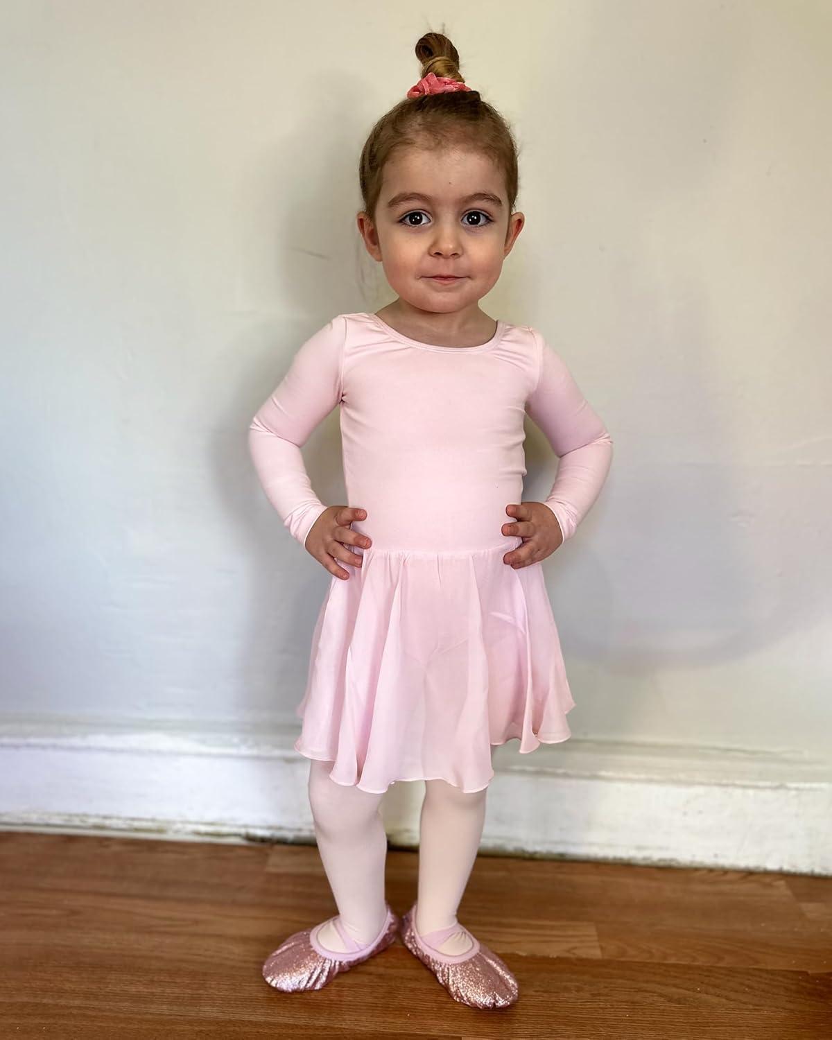 imageStelle Ballet Leotards for Girls Long Sleeve Toddler Dance Leotard Outfits with Skirt ClassicLittleBig KidBallet Pink