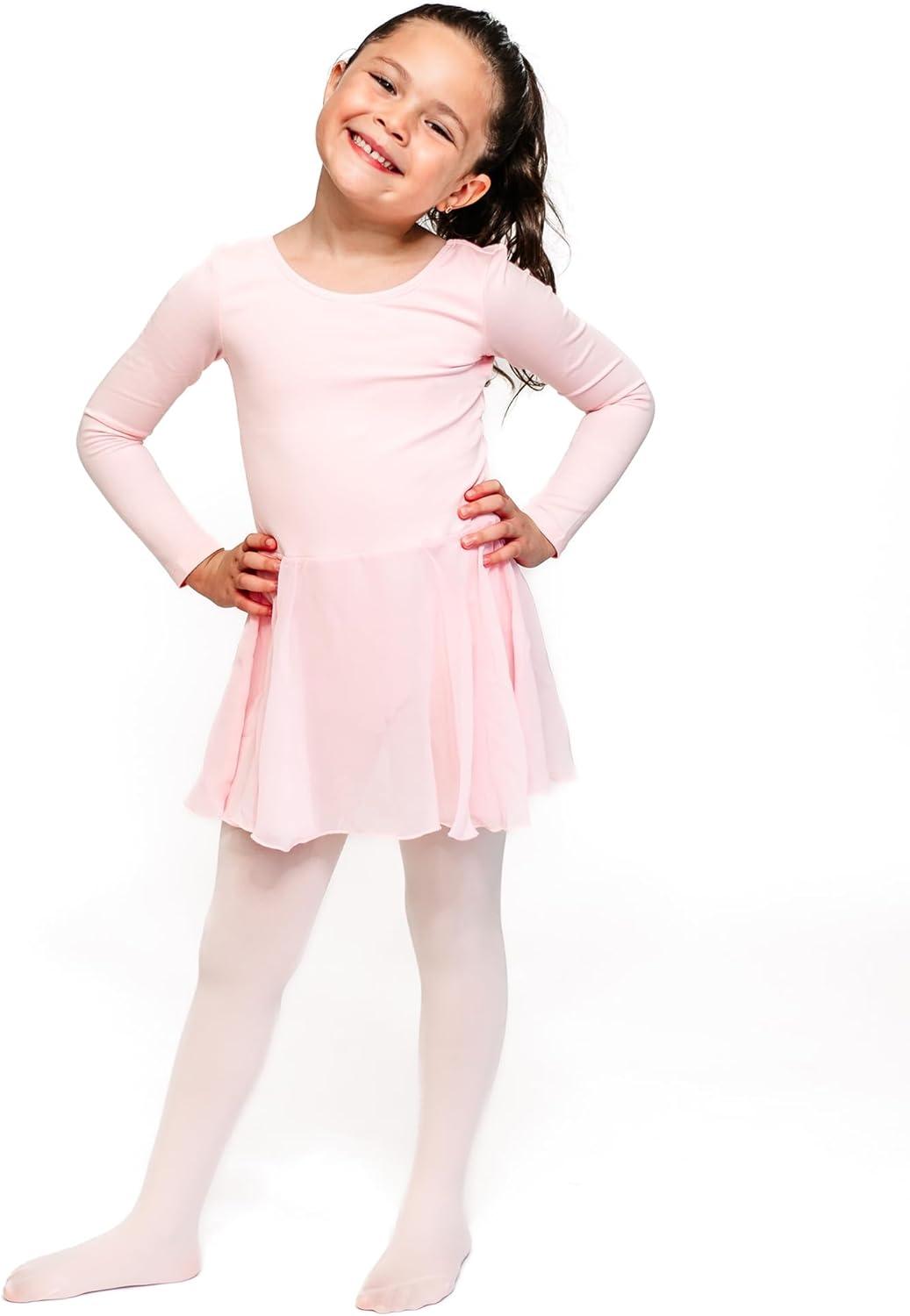 imageStelle Ballet Leotards for Girls Long Sleeve Toddler Dance Leotard Outfits with Skirt ClassicLittleBig KidBallet Pink