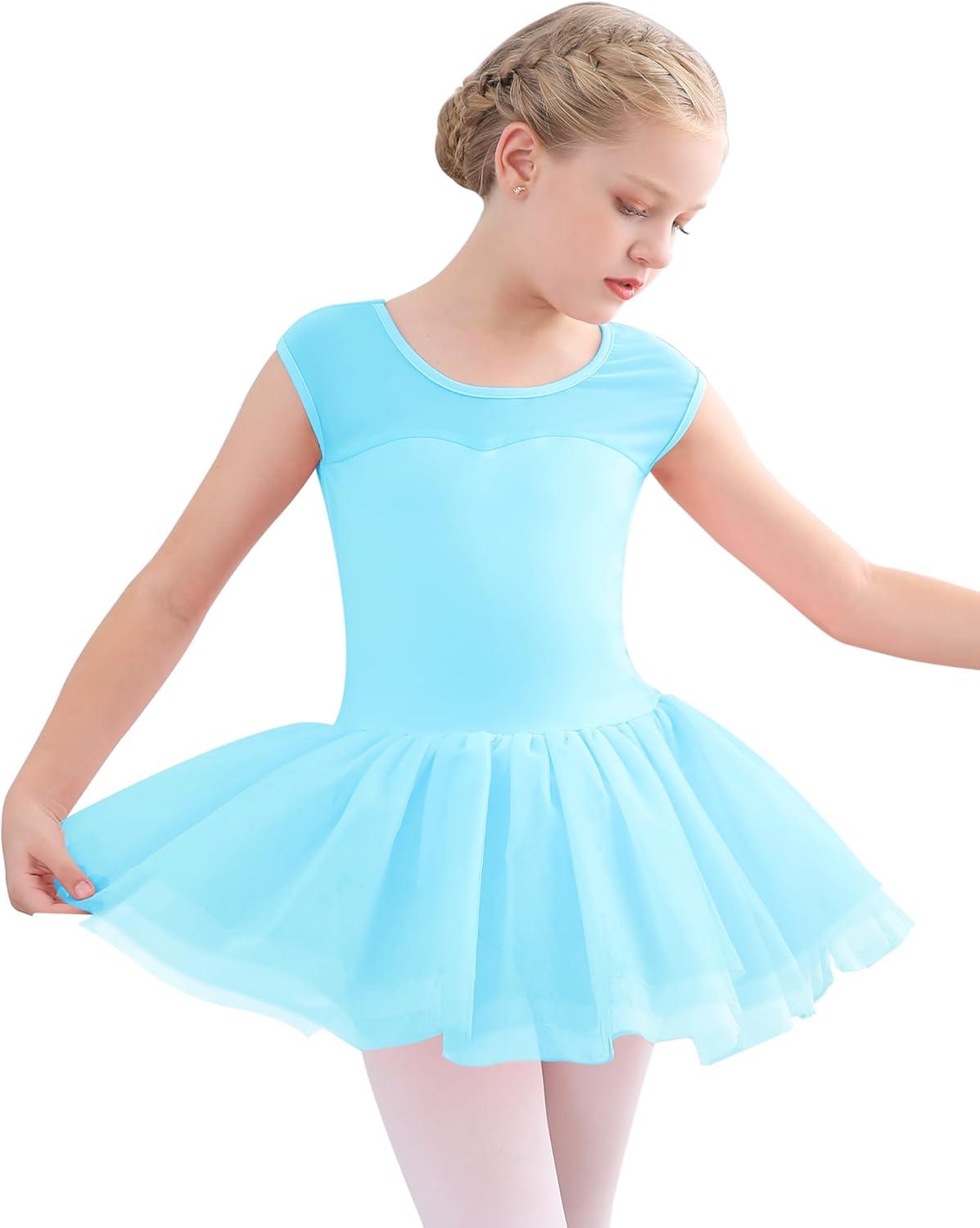 imageStelle Ballet Leotards for Girls Toddler Leotard with Tutu Skirt Dance Tutu Dress LittleBig Kid01pool Blue