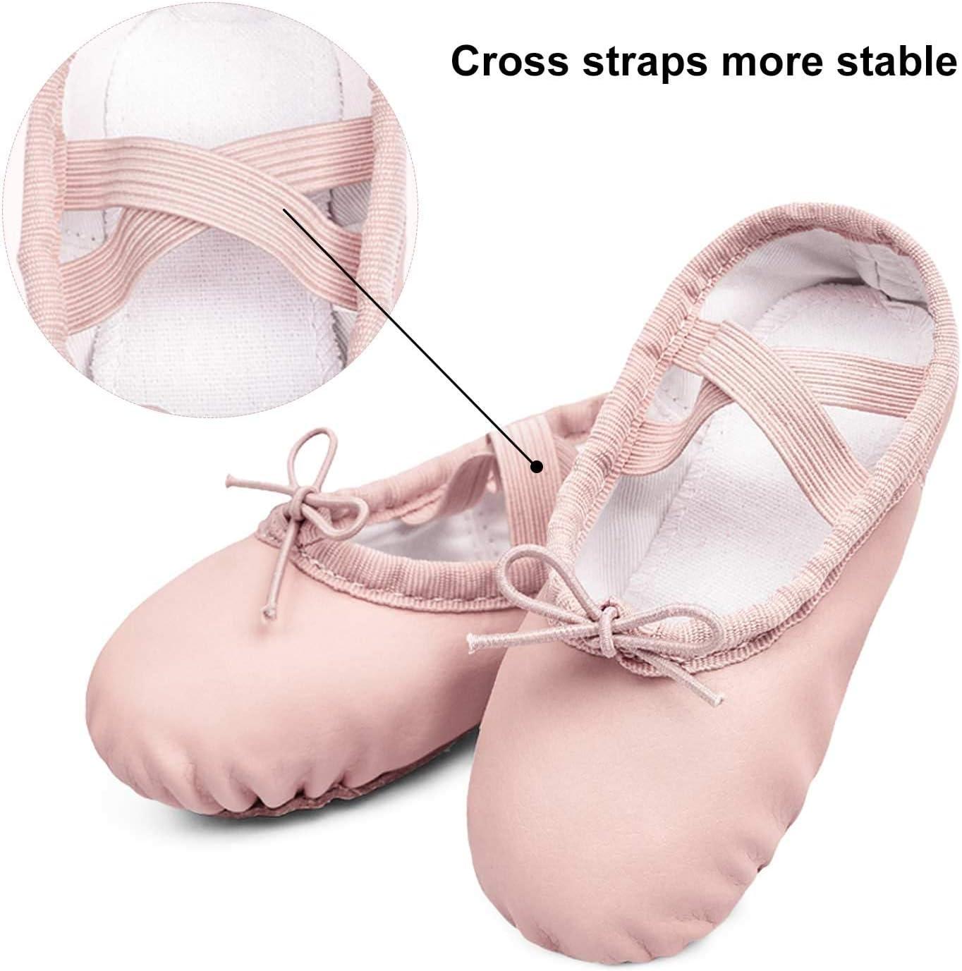 imageStelle Ballet Shoes for Girls Boys CloseFit PU Professional Dance Slippers for ToddlerLittle KidBig KidBallet Pinkwith Lace