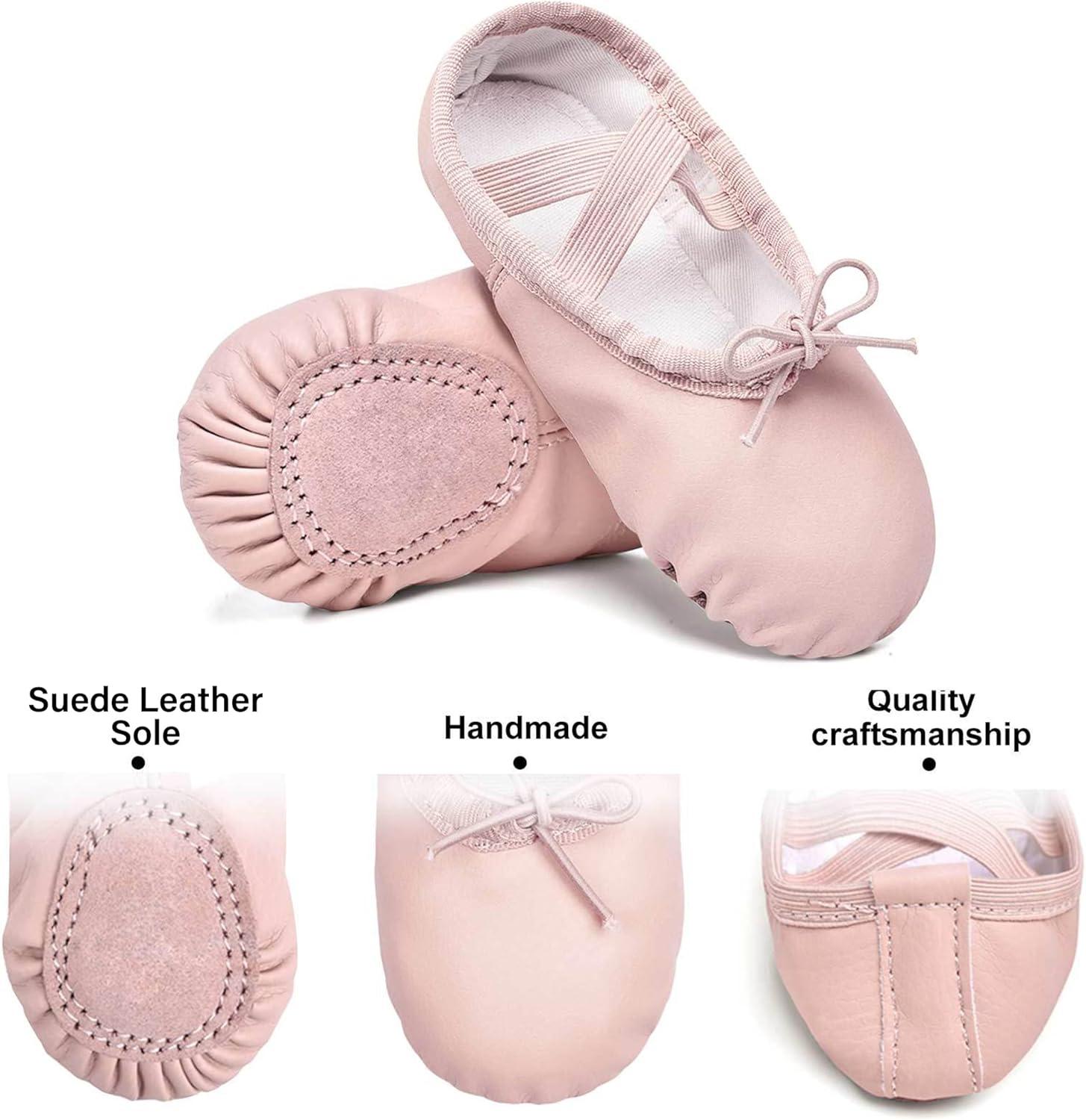 imageStelle Ballet Shoes for Girls Boys CloseFit PU Professional Dance Slippers for ToddlerLittle KidBig KidBallet Pinkwith Lace