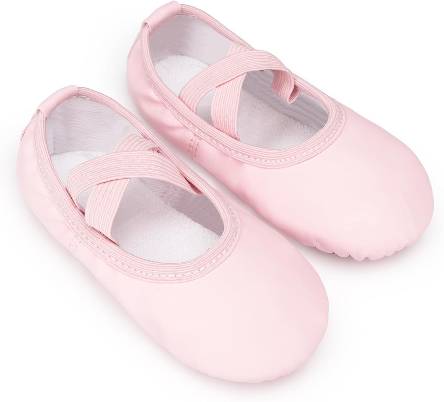imageStelle Ballet Shoes for Girls Boys CloseFit PU Professional Dance Slippers for ToddlerLittle KidBig KidLight Pink
