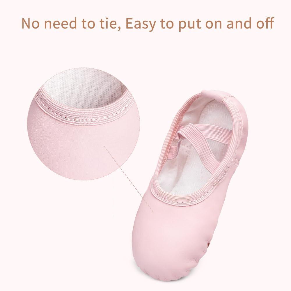 imageStelle Ballet Shoes for Girls Boys CloseFit PU Professional Dance Slippers for ToddlerLittle KidBig KidLight Pink