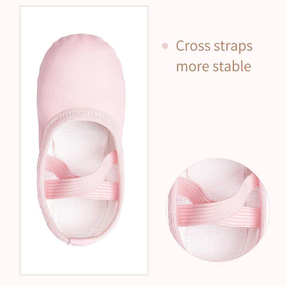imageStelle Ballet Shoes for Girls Boys CloseFit PU Professional Dance Slippers for ToddlerLittle KidBig KidLight Pink