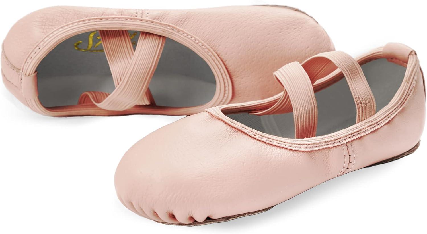 imageStelle Ballet Shoes for Girls Dance Slippers Genuine Leather Ballerina Shoes for ToddlerLittle KidBig KidBallet Pink Notie