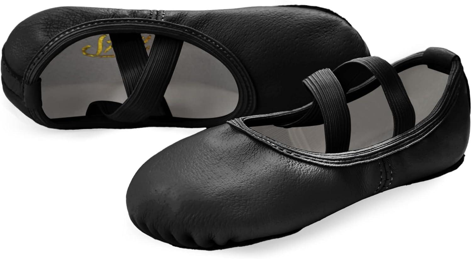 imageStelle Ballet Shoes for Girls Dance Slippers Genuine Leather Ballerina Shoes for ToddlerLittle KidBig KidBlack Notie