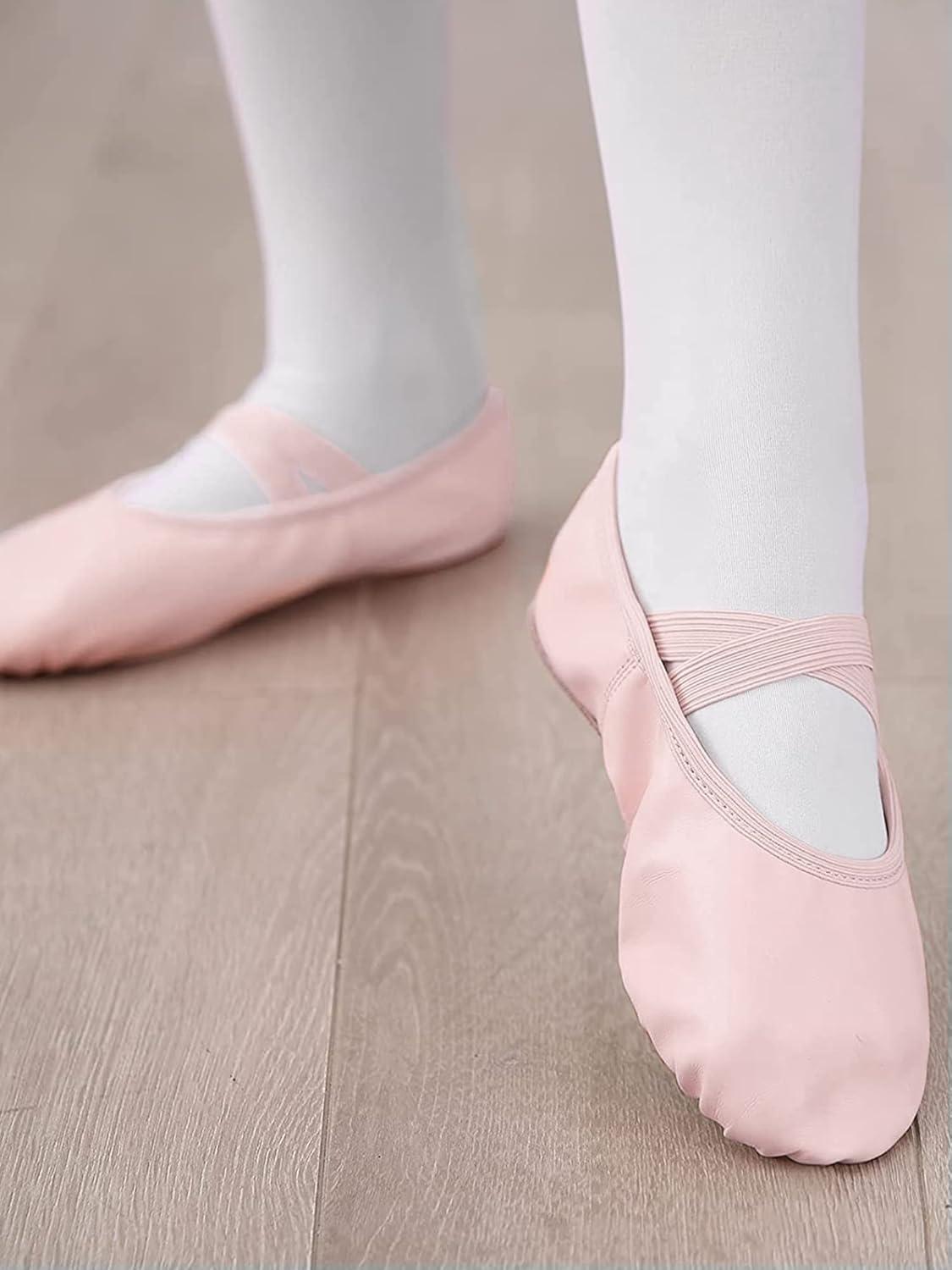 imageStelle Ballet Shoes for Girls Dance Slippers Genuine Leather Ballerina Shoes for ToddlerLittle KidBig KidPink Notie