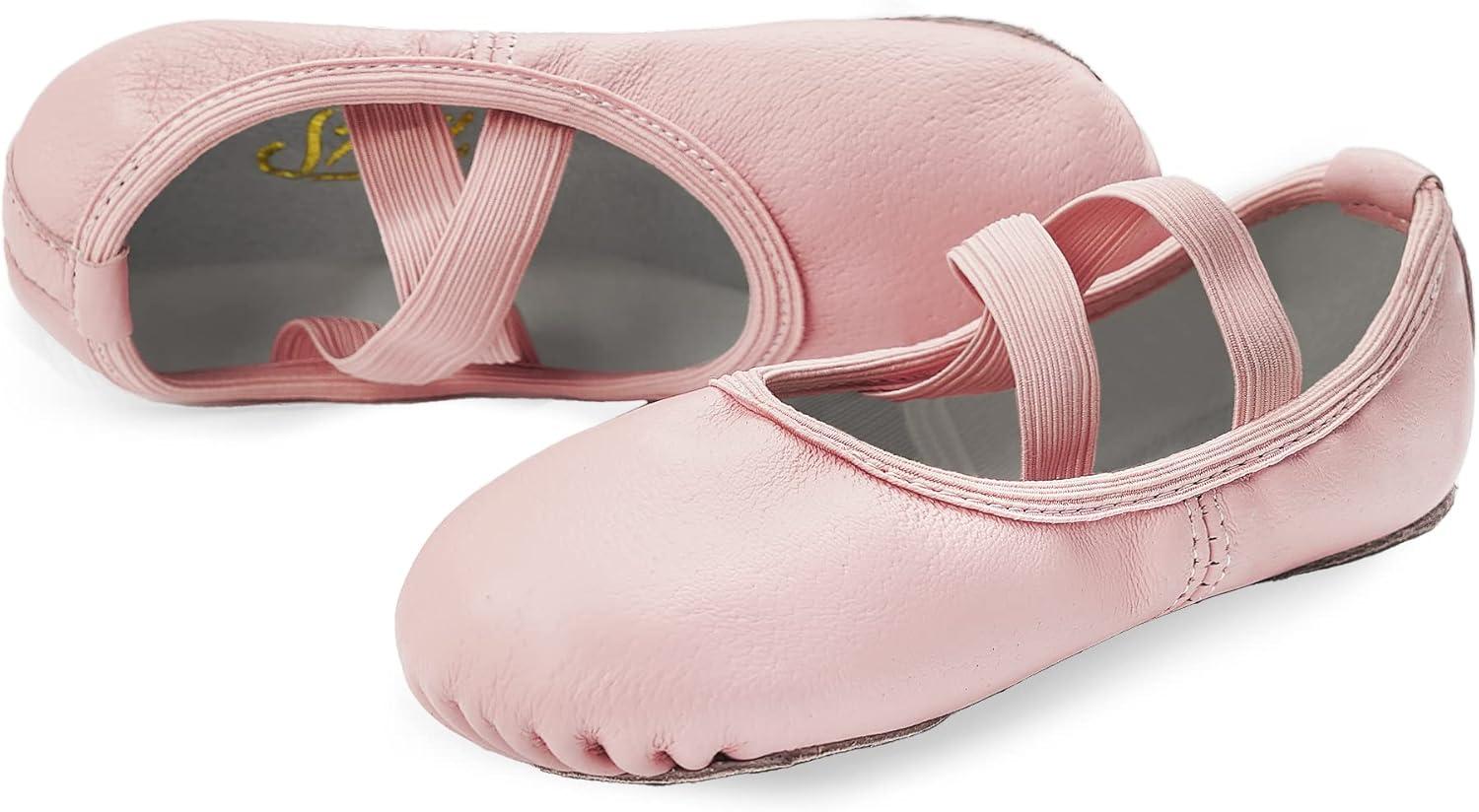 imageStelle Ballet Shoes for Girls Dance Slippers Genuine Leather Ballerina Shoes for ToddlerLittle KidBig KidPink Notie