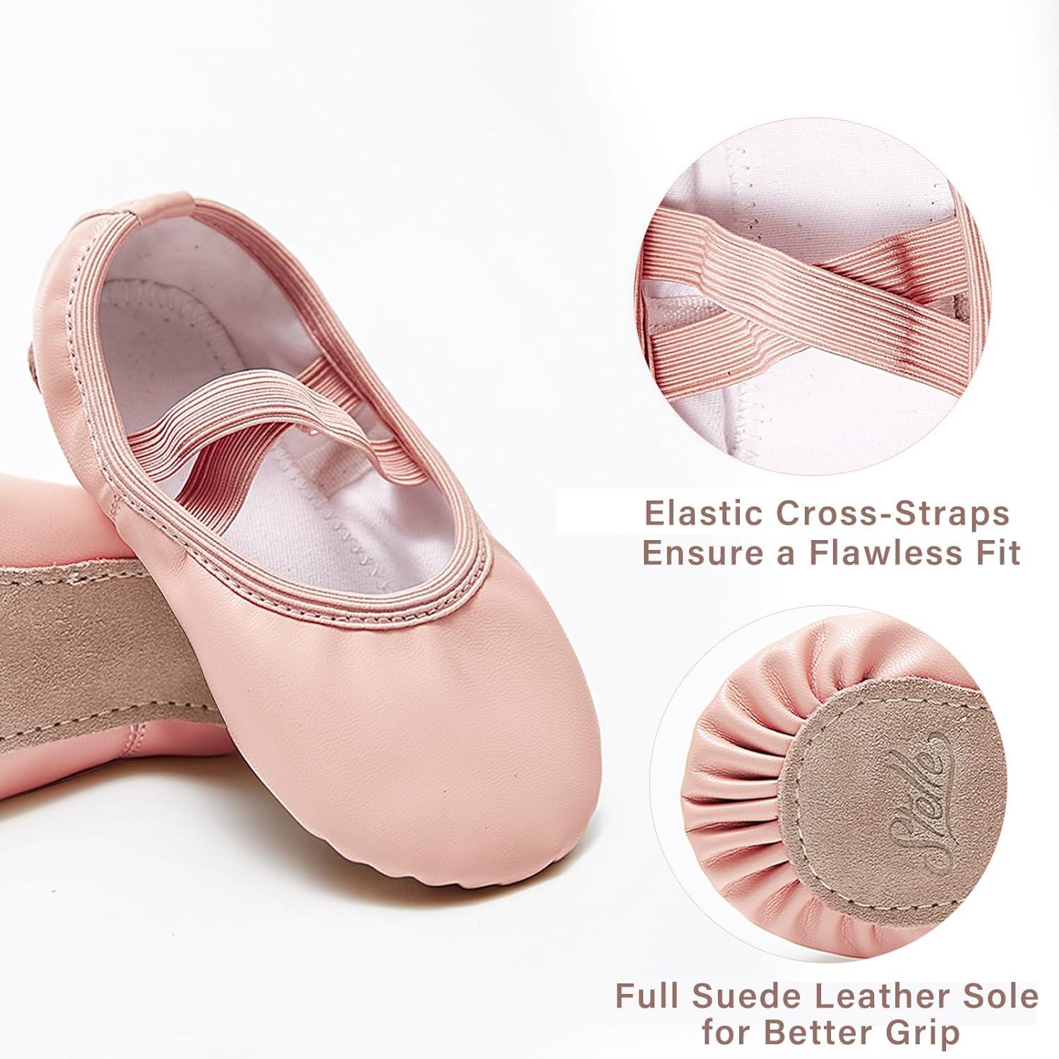 imageStelle Ballet Shoes for Girls Soft Leather Dance Slippers BallerinaBallet Pink