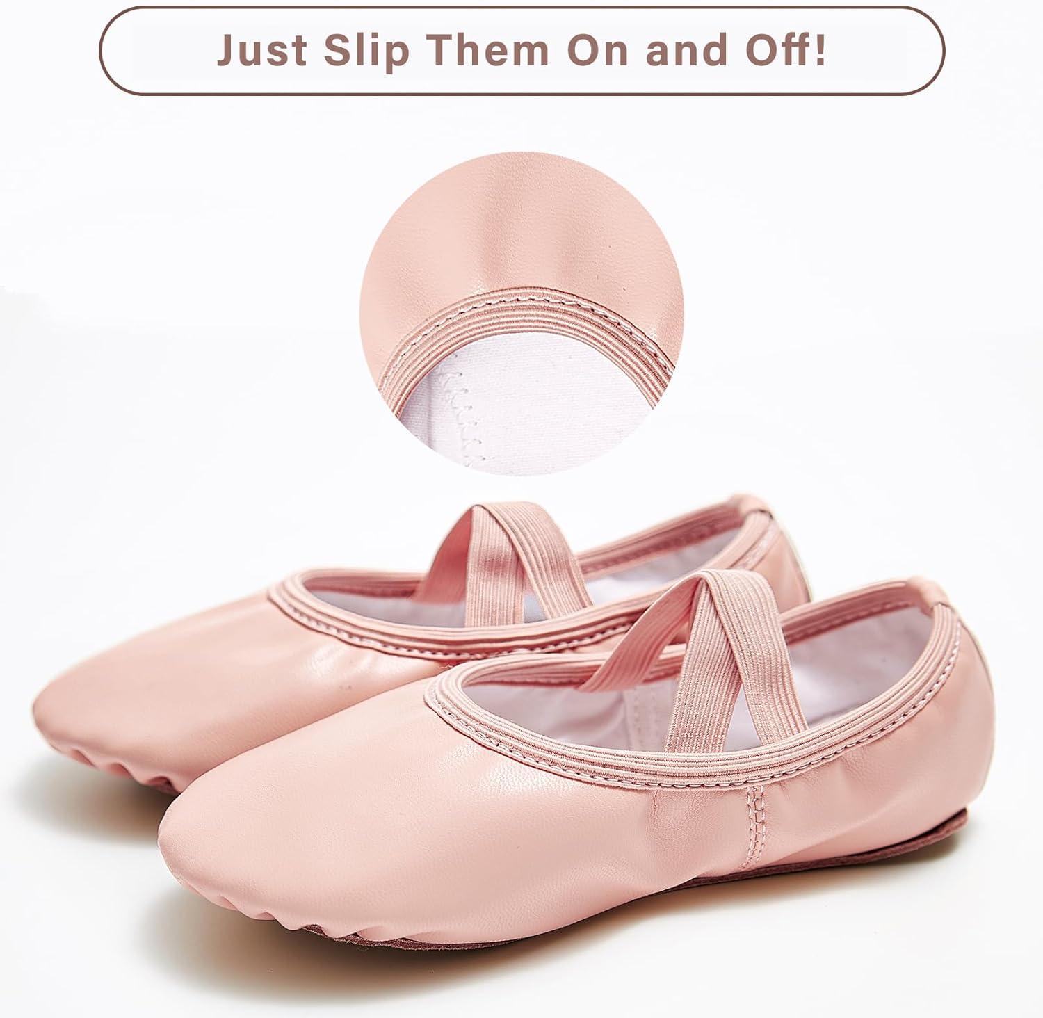 imageStelle Ballet Shoes for Girls Soft Leather Dance Slippers BallerinaBallet Pink