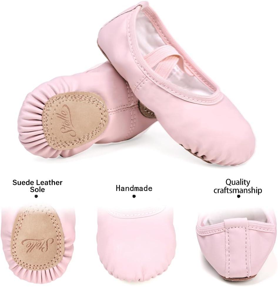 imageStelle Ballet Shoes for Girls Toddler Ballet Slippers Soft Leather Boys Dance Shoes for ToddlerLittle KidBig KidPink