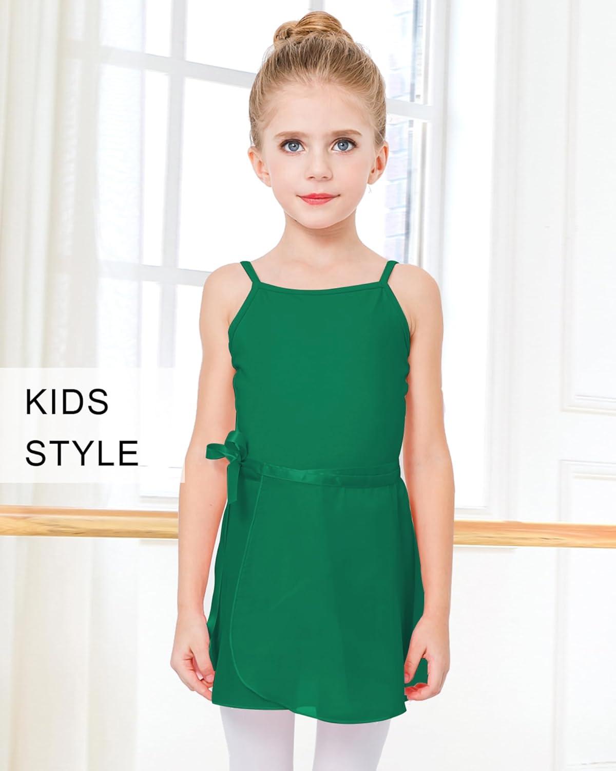 imageStelle Ballet Skirts for Girls Toddler Dance Skirt Chiffon Kids Ballet Wrap Skirts02green Adjustable Tie