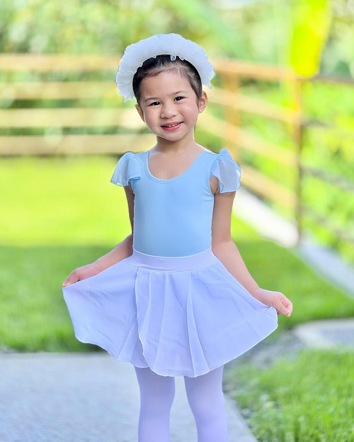 imageStelle Ballet Skirts for Girls Toddler Dance Skirt Chiffon Kids Ballet Wrap Skirts02white Adjustable Tie