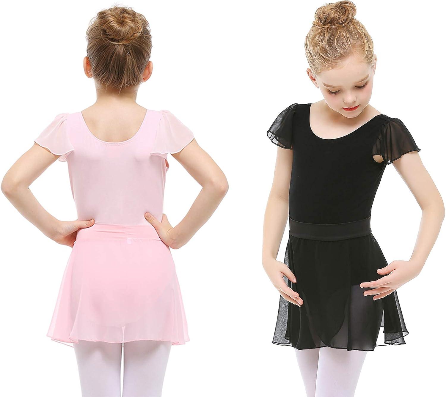 imageStelle Ballet Skirts for Girls Toddler Dance Skirt Chiffon Kids Ballet Wrap Skirts03blackpinkpull On