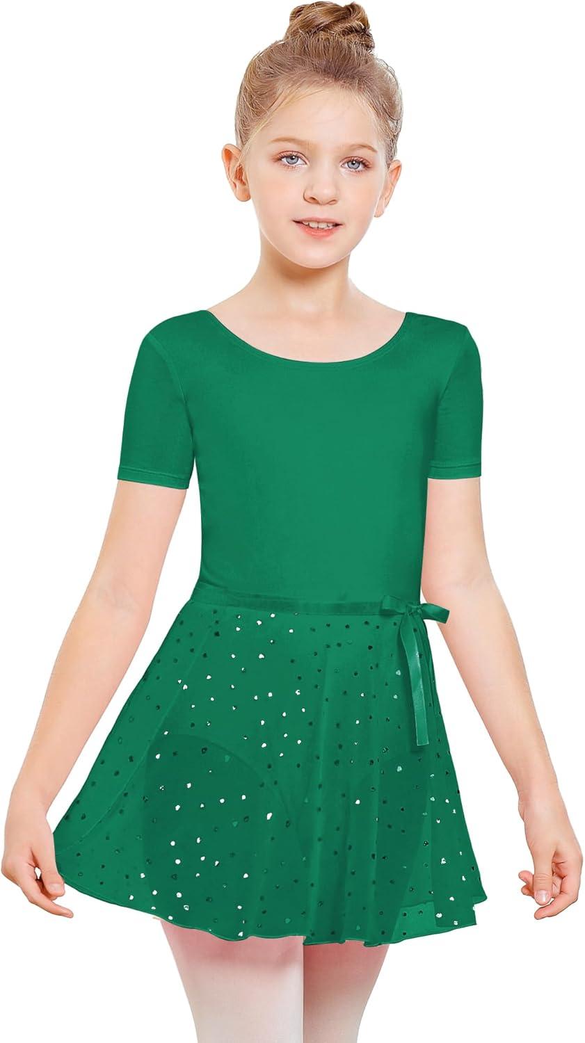 imageStelle Ballet Skirts for Girls Toddler Dance Skirt Chiffon Kids Ballet Wrap Skirts04green Shiny Skirtad Tie