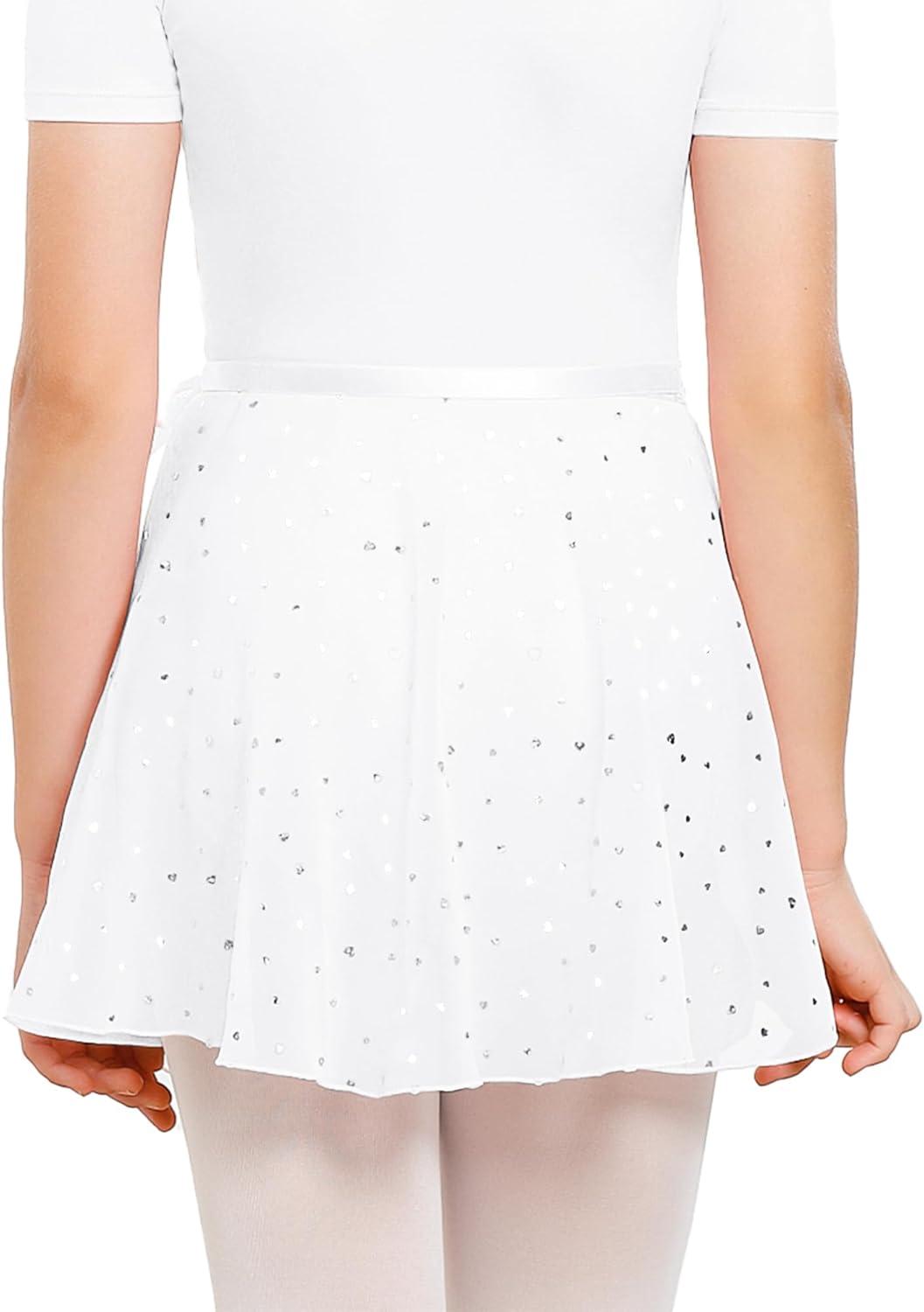 imageStelle Ballet Skirts for Girls Toddler Dance Skirt Chiffon Kids Ballet Wrap Skirts04white Shiny Skirtad Tie