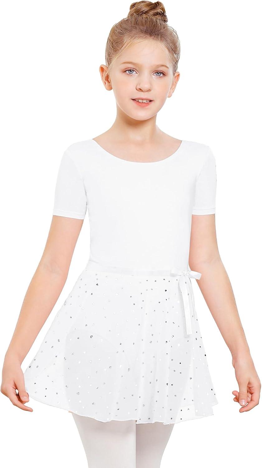 imageStelle Ballet Skirts for Girls Toddler Dance Skirt Chiffon Kids Ballet Wrap Skirts04white Shiny Skirtad Tie