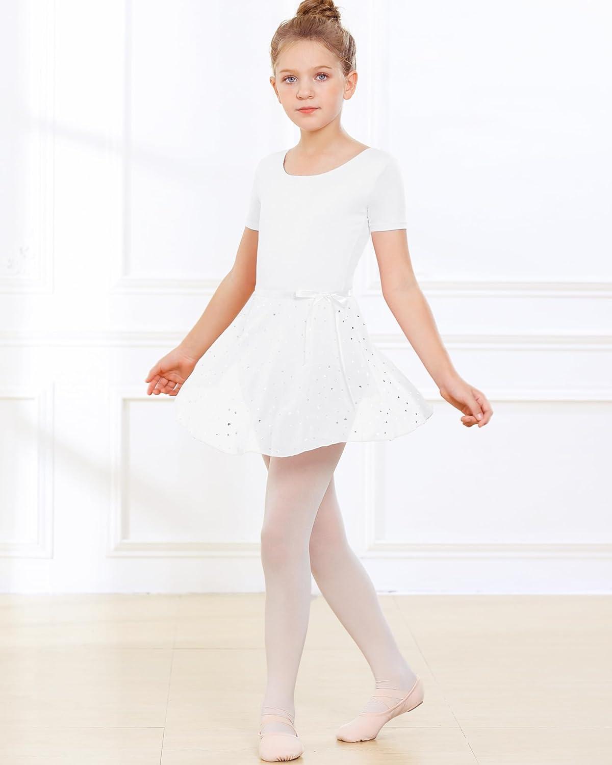 imageStelle Ballet Skirts for Girls Toddler Dance Skirt Chiffon Kids Ballet Wrap Skirts04white Shiny Skirtad Tie