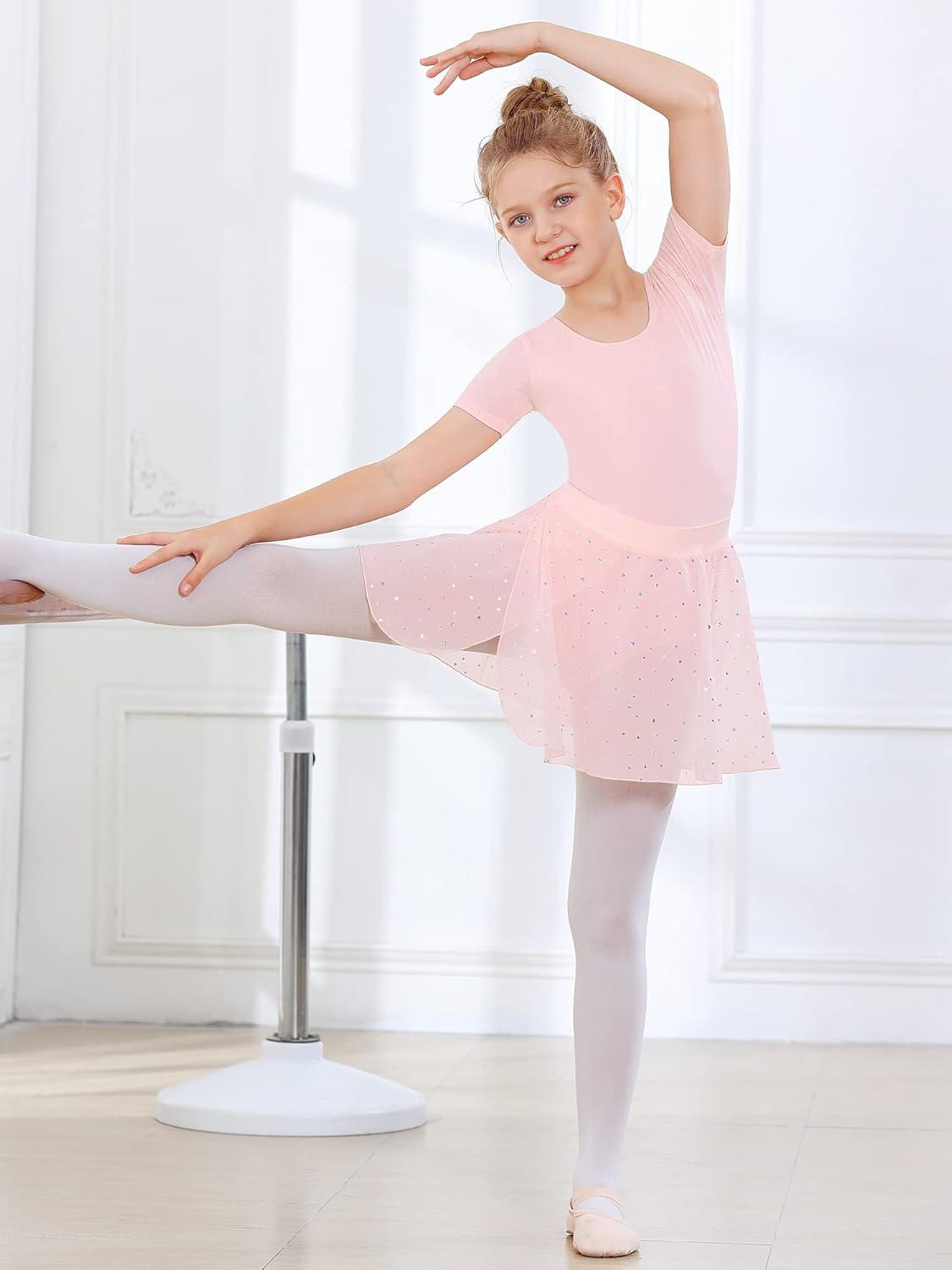 imageStelle Ballet Skirts for Girls Toddler Dance Skirt Chiffon Kids Ballet Wrap Skirts05pink Shiny Skirt Pull on