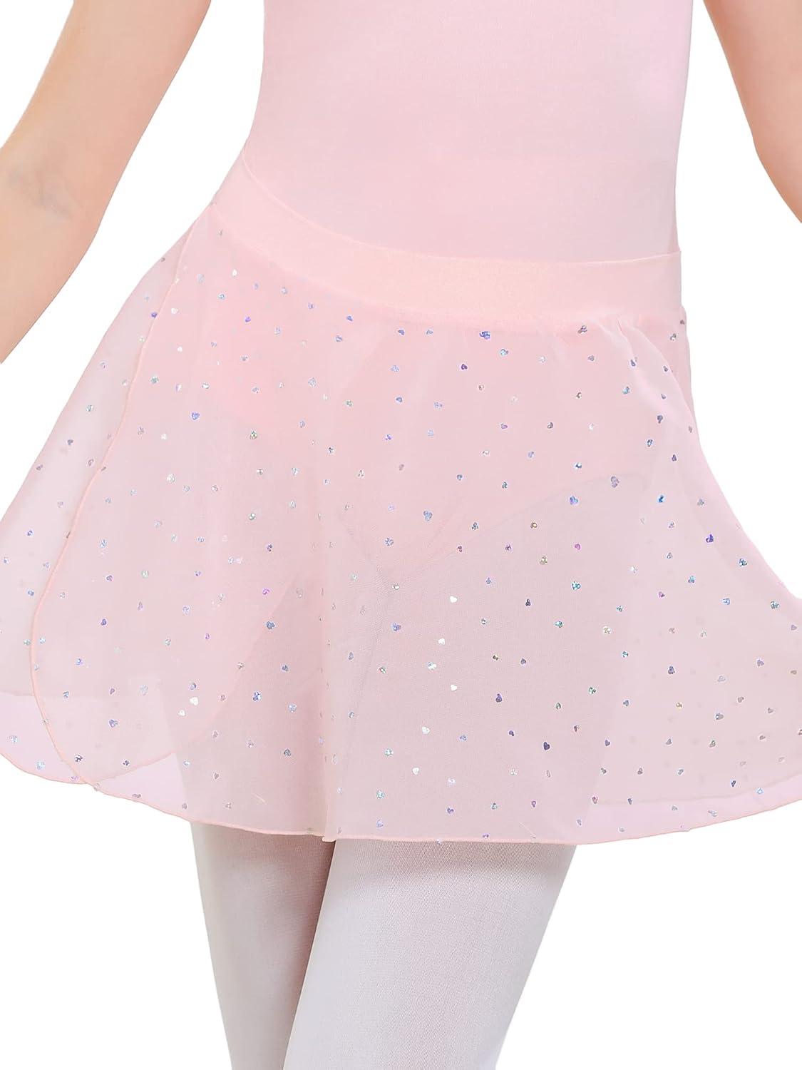 imageStelle Ballet Skirts for Girls Toddler Dance Skirt Chiffon Kids Ballet Wrap Skirts05pink Shiny Skirt Pull on