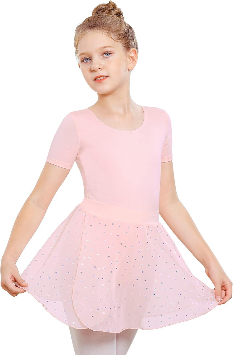 imageStelle Ballet Skirts for Girls Toddler Dance Skirt Chiffon Kids Ballet Wrap Skirts05pink Shiny Skirt Pull on