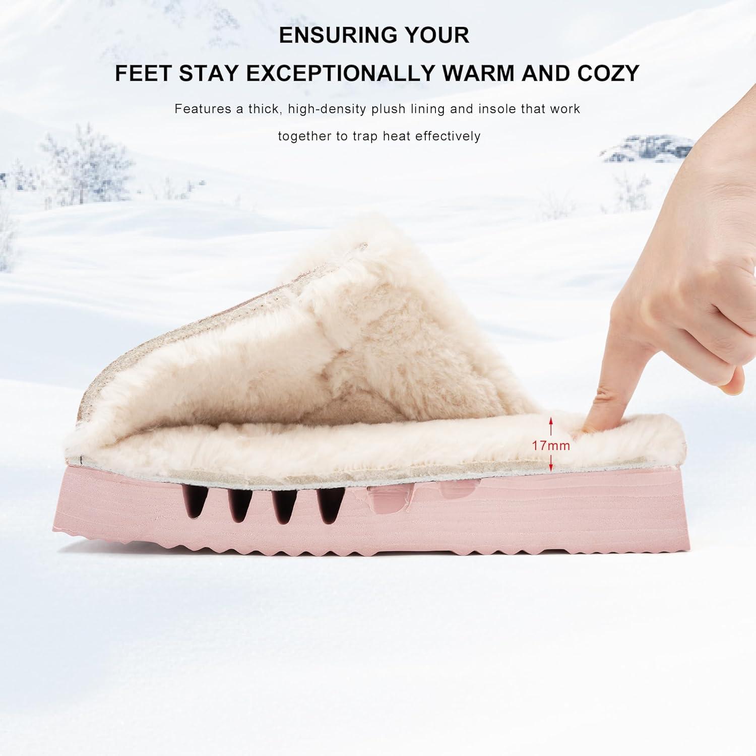 imageStelle Genuine Suede Platform Slippers for Women Removable Backstrap Memory Foam Indoor Outdoor WaterResistantPink