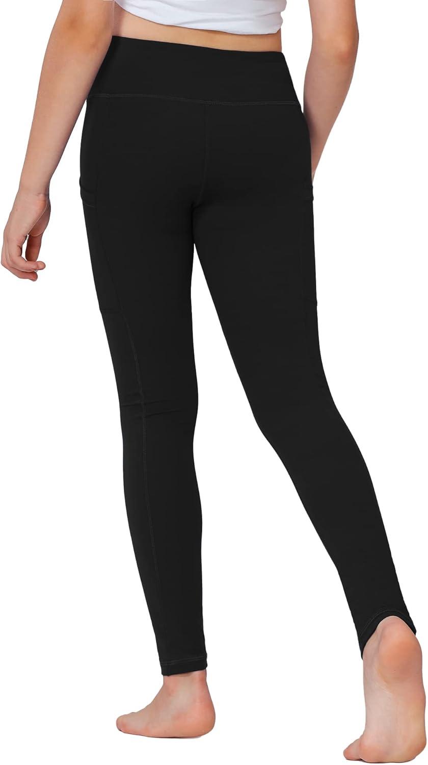 imageStelle Girls Athletic Leggings Kids Dance Running Yoga Pants Workout Active Dance Tights with PocketsBlackoceanic 2 Side Pocket