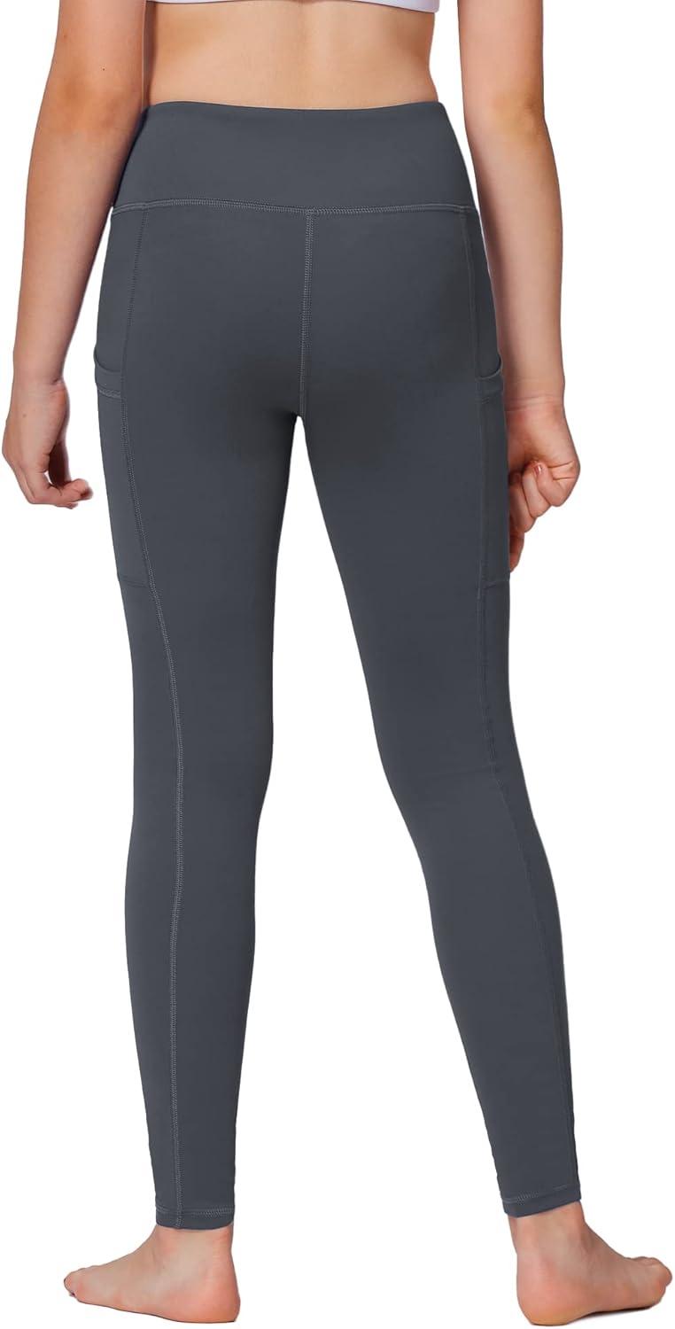 imageStelle Girls Athletic Leggings Kids Dance Running Yoga Pants Workout Active Dance Tights with PocketsCharcoal 2 Side Pocket