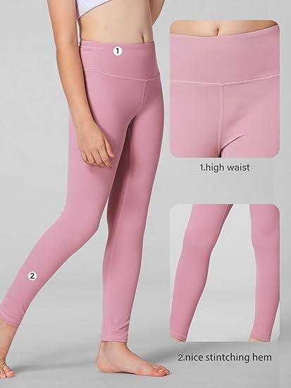 imageStelle Girls Athletic Leggings Kids Dance Workout Running Yoga Pants with Hidden PocketBlackpink