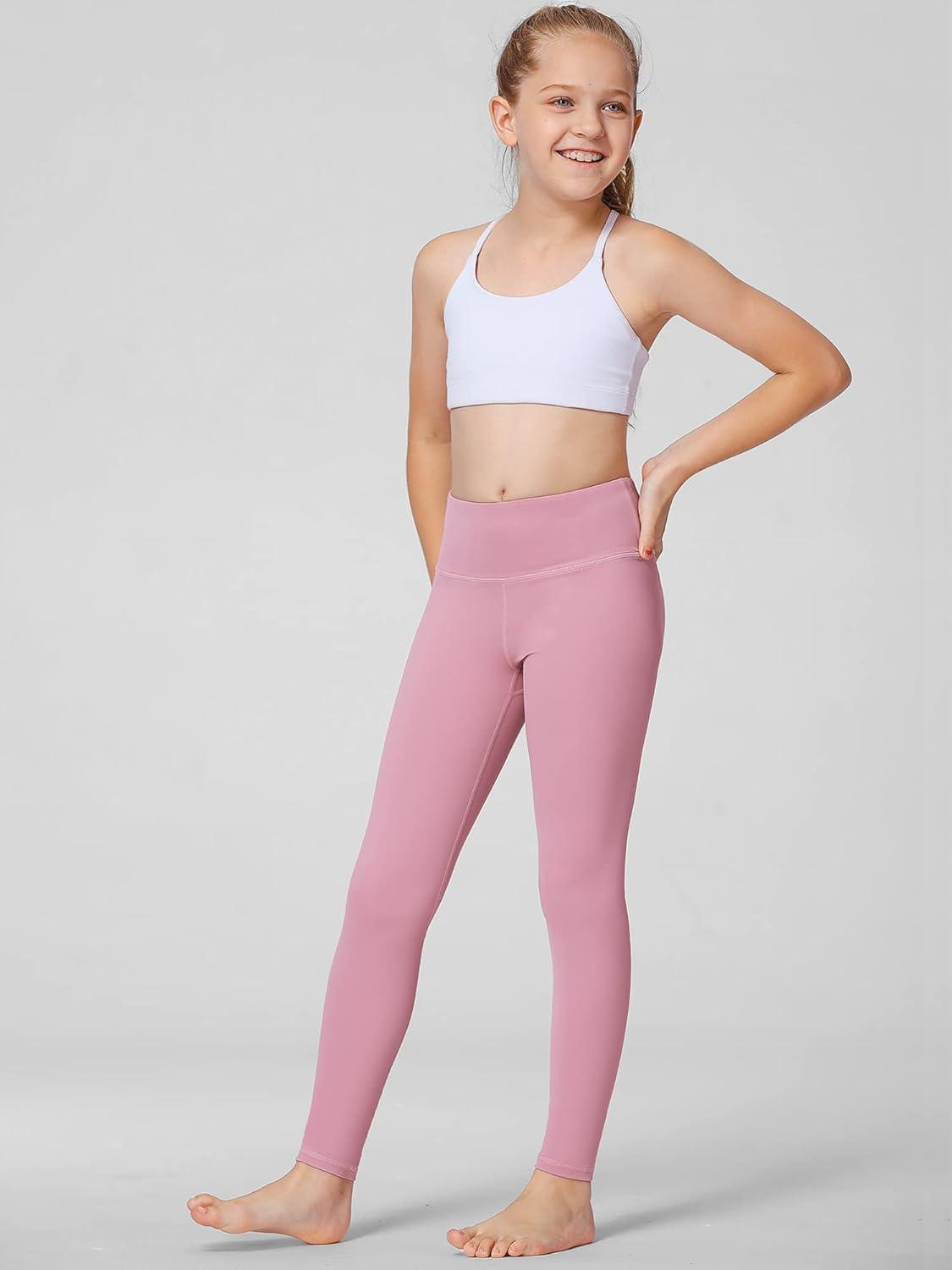 imageStelle Girls Athletic Leggings Kids Dance Workout Running Yoga Pants with Hidden PocketPink