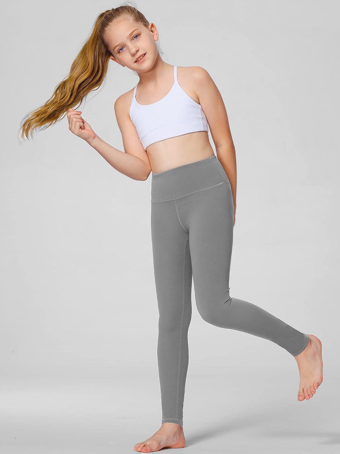 imageStelle Girls Athletic Leggings Kids Dance Workout Running Yoga Pants with Hidden PocketZinc Grey