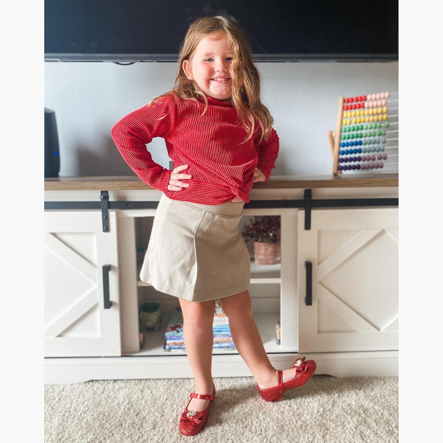 imageStelle Girls Dress Shoes Glitter Princess Shoe Flower Mary Jane Low Heels Party Wedding Prom Footwear for Toddler KidsT13ruby Red Glitter