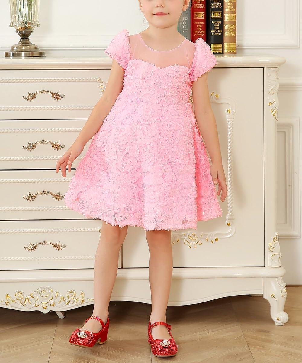 imageStelle Girls Dress Shoes Glitter Princess Shoe Flower Mary Jane Low Heels Party Wedding Prom Footwear for Toddler KidsT13ruby Red Glitter