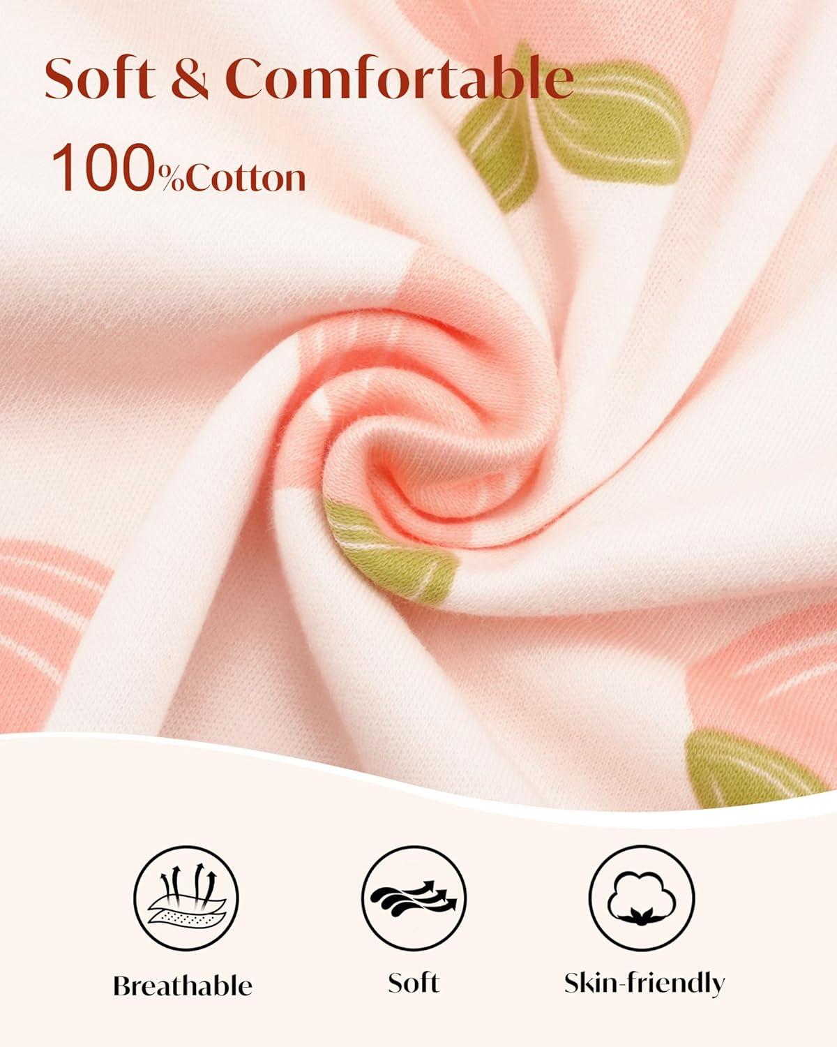 imageStelle Girls Dresses Cotton Short Sleeve Dress Cute Midi Casual Sundress with 2 PocketsGentle Peaches Print