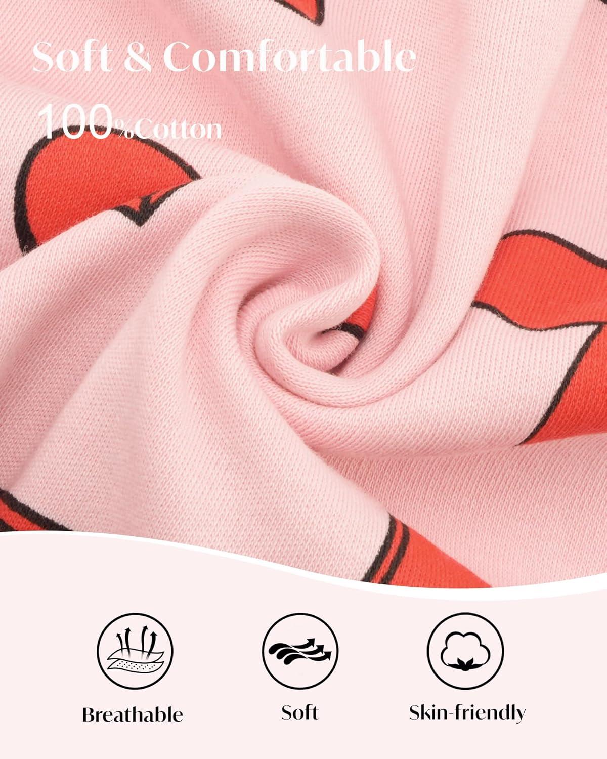 imageStelle Girls Dresses Cotton Short Sleeve Dress Cute Midi Casual Sundress with 2 PocketsSweet Hearts