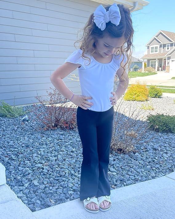 imageStelle Girls Flare Leggings High Waisted Yoga Pants Bootcut Dance Casual Pants Activewear Kids Bell BottomsBlackgrey Bluepink