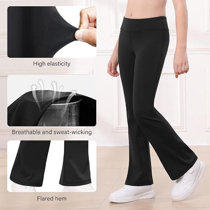 imageStelle Girls Flare Leggings High Waisted Yoga Pants Bootcut Dance Casual Pants Activewear Kids Bell BottomsBlackpink
