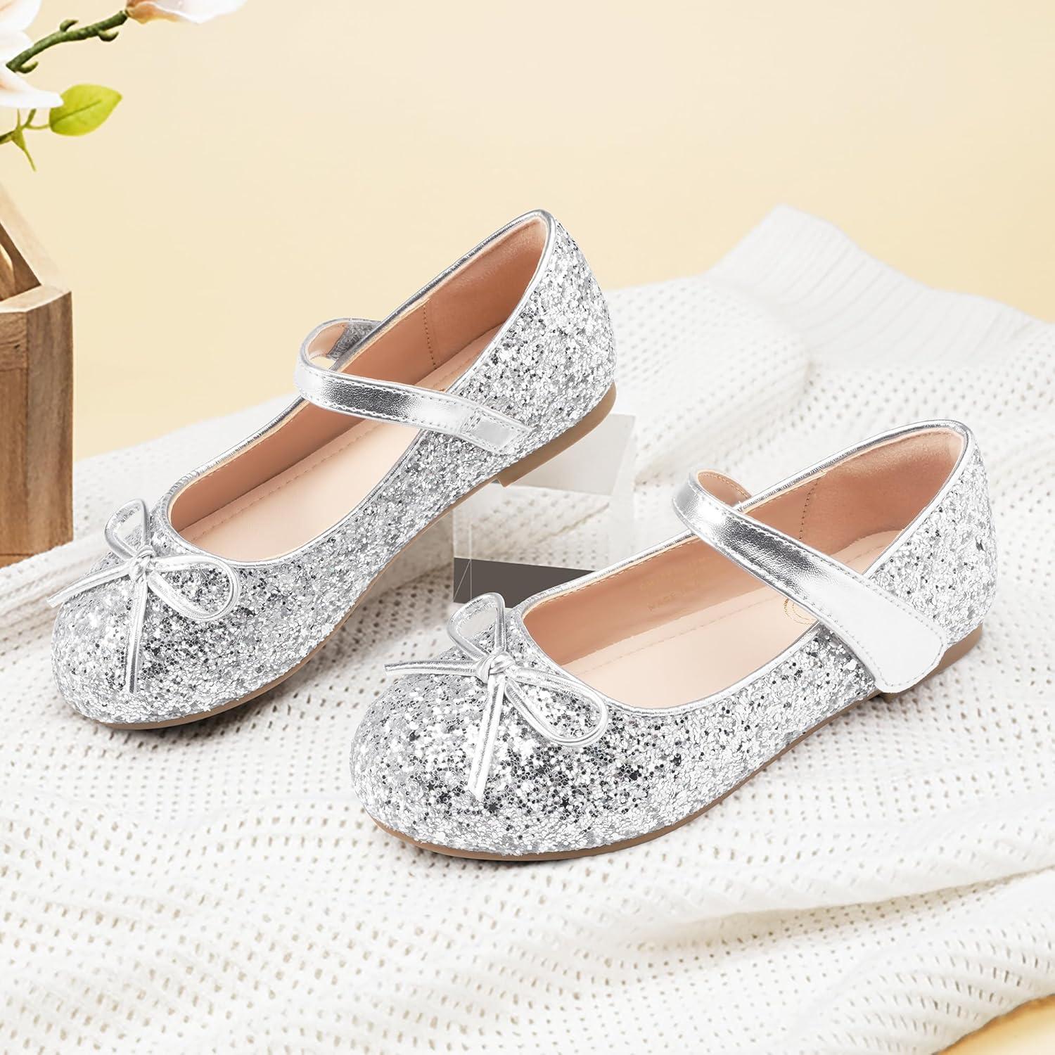 imageStelle Girls Mary Jane School Flats Flower Wedding Uniform Party ShoesToddlerLittle KidsBig KidsSiliver2