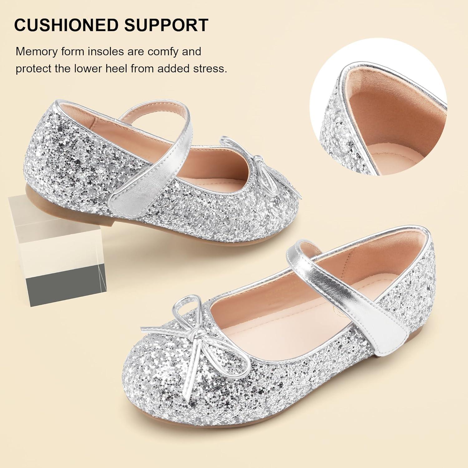 imageStelle Girls Mary Jane School Flats Flower Wedding Uniform Party ShoesToddlerLittle KidsBig KidsSiliver2