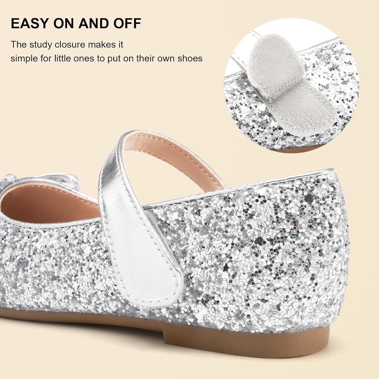 imageStelle Girls Mary Jane School Flats Flower Wedding Uniform Party ShoesToddlerLittle KidsBig KidsSiliver2